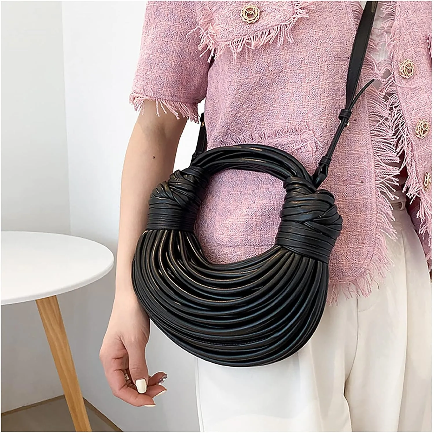 knotted woven tote bag handbag for women Woven Handbag Purse for Women Handwoven Satchel Clutch Purse