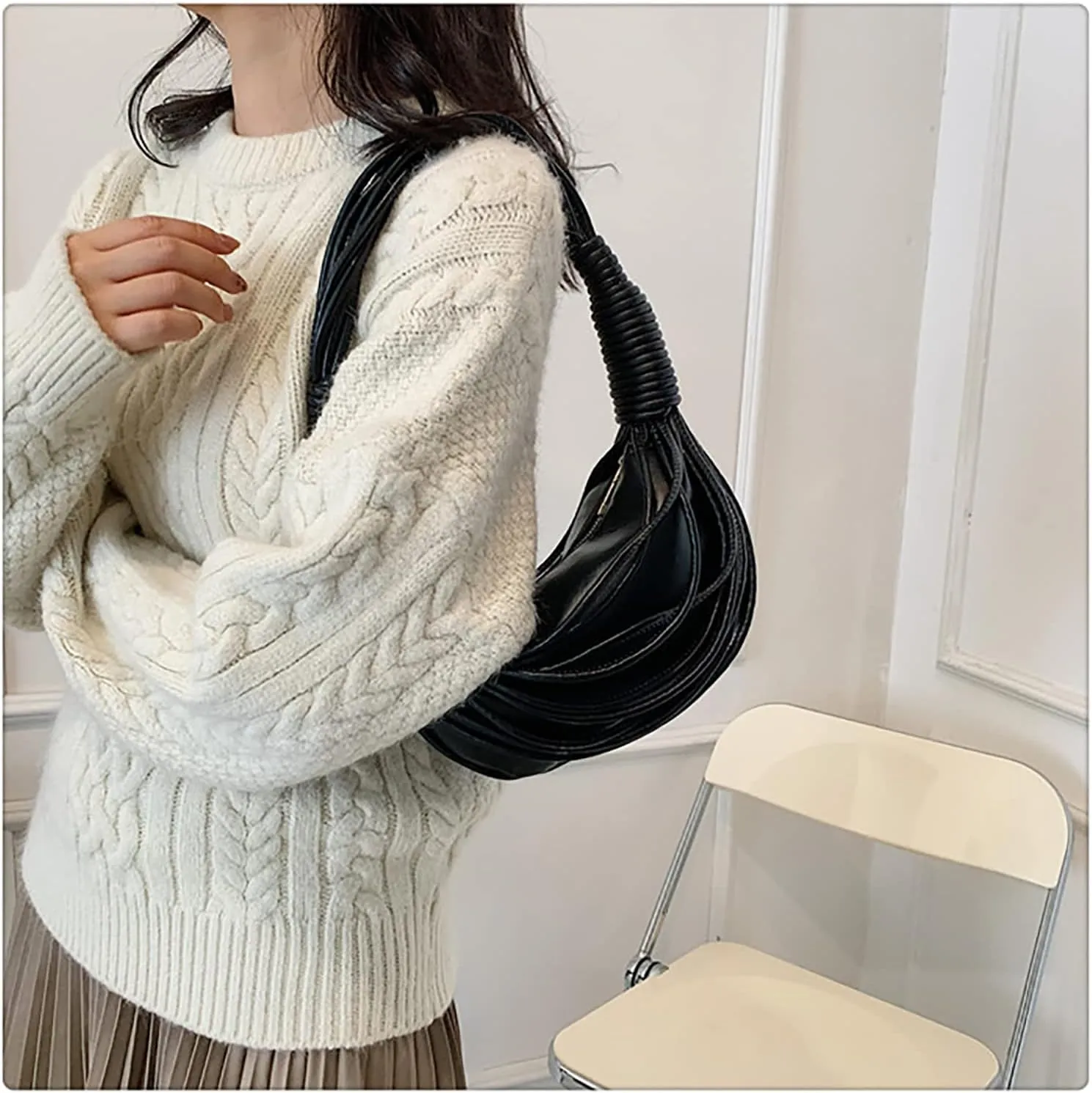 knotted woven tote bag handbag for women Woven Handbag Purse for Women Handwoven Satchel Clutch Purse