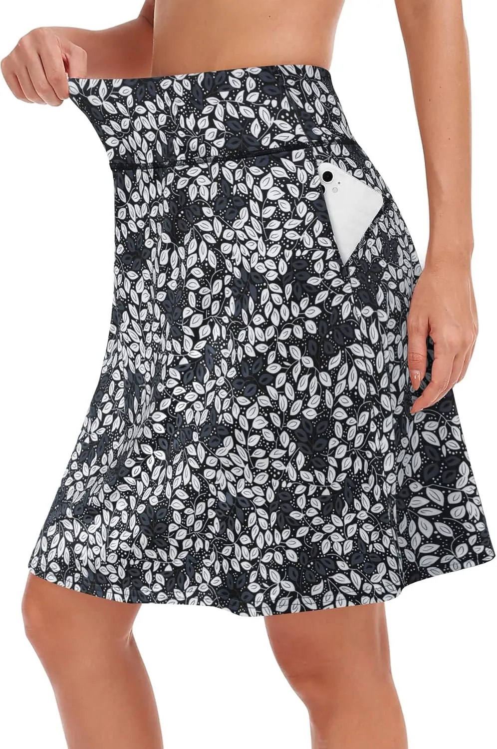 KORALHY 20" Knee Length Skorts Skirts for Women, High Waisted Tennis Athletic Skirt with Zipper Pocket