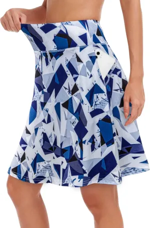KORALHY 20" Knee Length Skorts Skirts for Women, High Waisted Tennis Athletic Skirt with Zipper Pocket