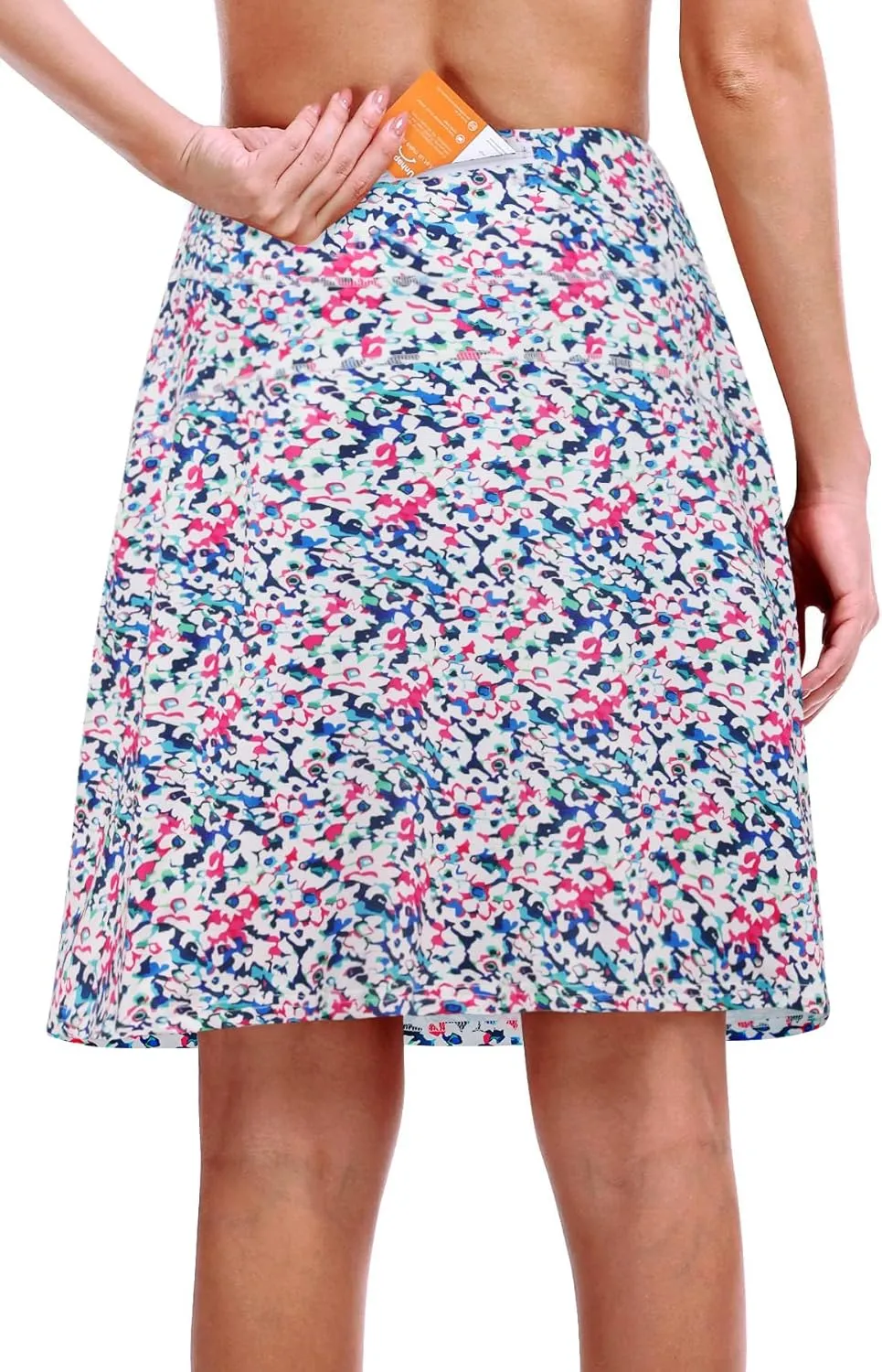 KORALHY 20" Knee Length Skorts Skirts for Women, High Waisted Tennis Athletic Skirt with Zipper Pocket