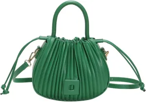 Korean Style Fashionable Pleated Personalized Ins Texture Handbag Shoulder Crossbody PU Bucket Bag For Women