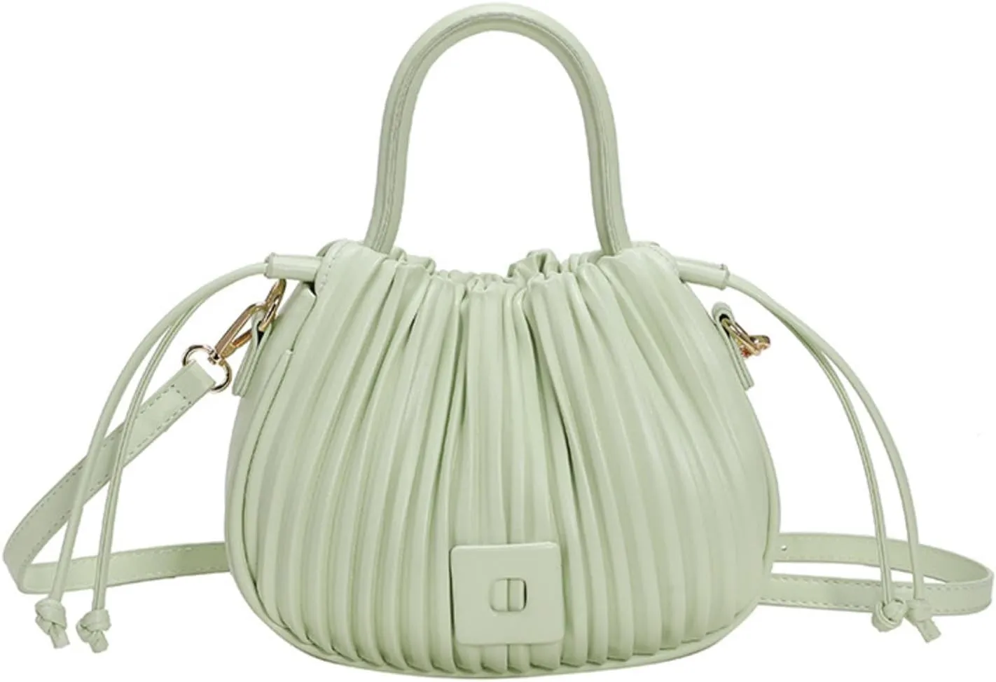 Korean Style Fashionable Pleated Personalized Ins Texture Handbag Shoulder Crossbody PU Bucket Bag For Women