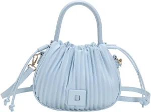 Korean Style Fashionable Pleated Personalized Ins Texture Handbag Shoulder Crossbody PU Bucket Bag For Women