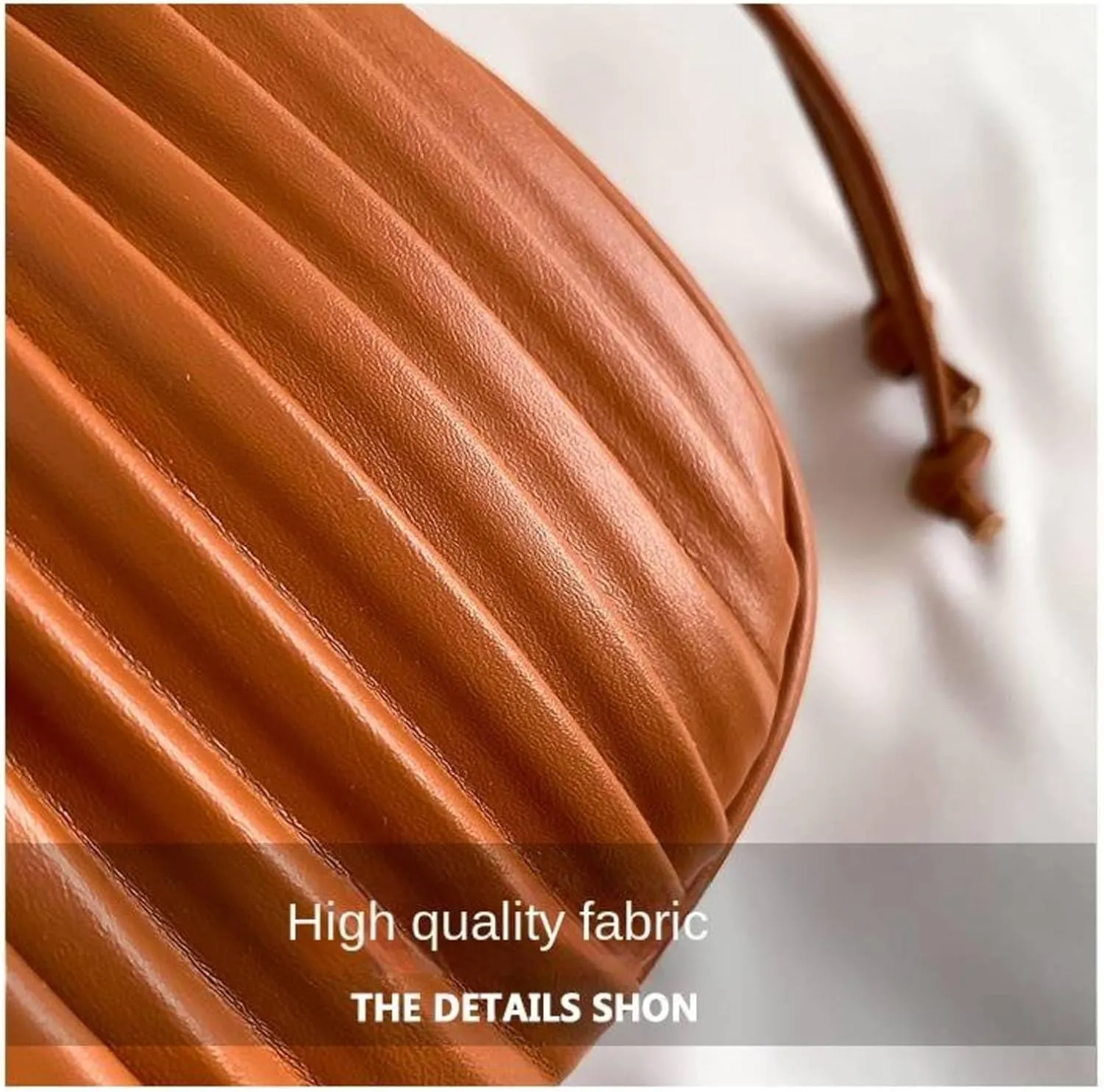 Korean Style Fashionable Pleated Personalized Ins Texture Handbag Shoulder Crossbody PU Bucket Bag For Women