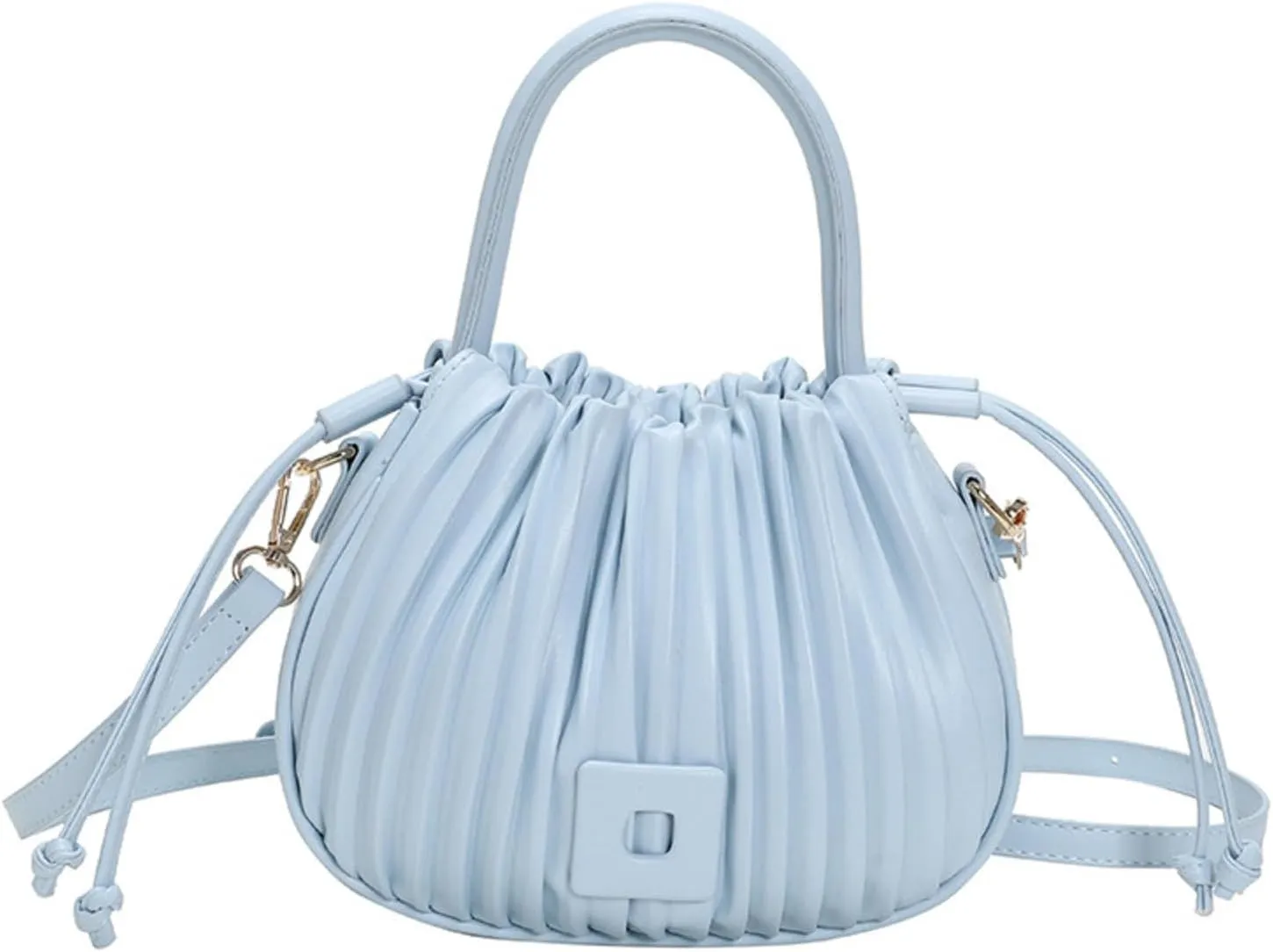 Korean Style Fashionable Pleated Personalized Ins Texture Handbag Shoulder Crossbody PU Bucket Bag For Women