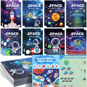Kosiz 24 Pcs Outer Space Activity Book for Kids Astronaut Solar System Galaxy Alien Games Coloring Book Space Mazes Word Search Scramble Game for Space Birthday Party Goodie Bags Classroom Favors