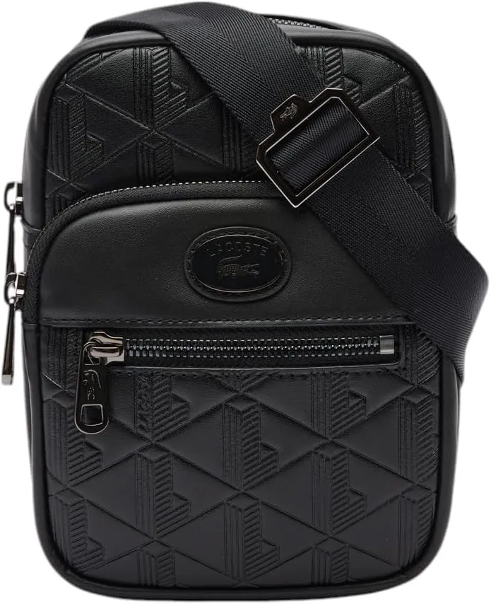 Lacoste Embossed Monogram Small Crossover Bag, Black, One Size