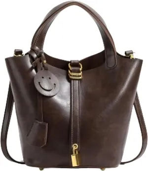 Ladies Handbag, Fashion Shoulder Bag, Retro Large Capacity Sub Mother Bucket Bag For Work, Leisure And Travel. black