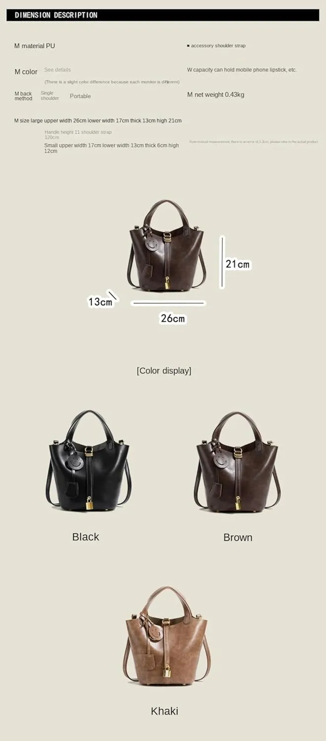 Ladies Handbag, Fashion Shoulder Bag, Retro Large Capacity Sub Mother Bucket Bag For Work, Leisure And Travel. black