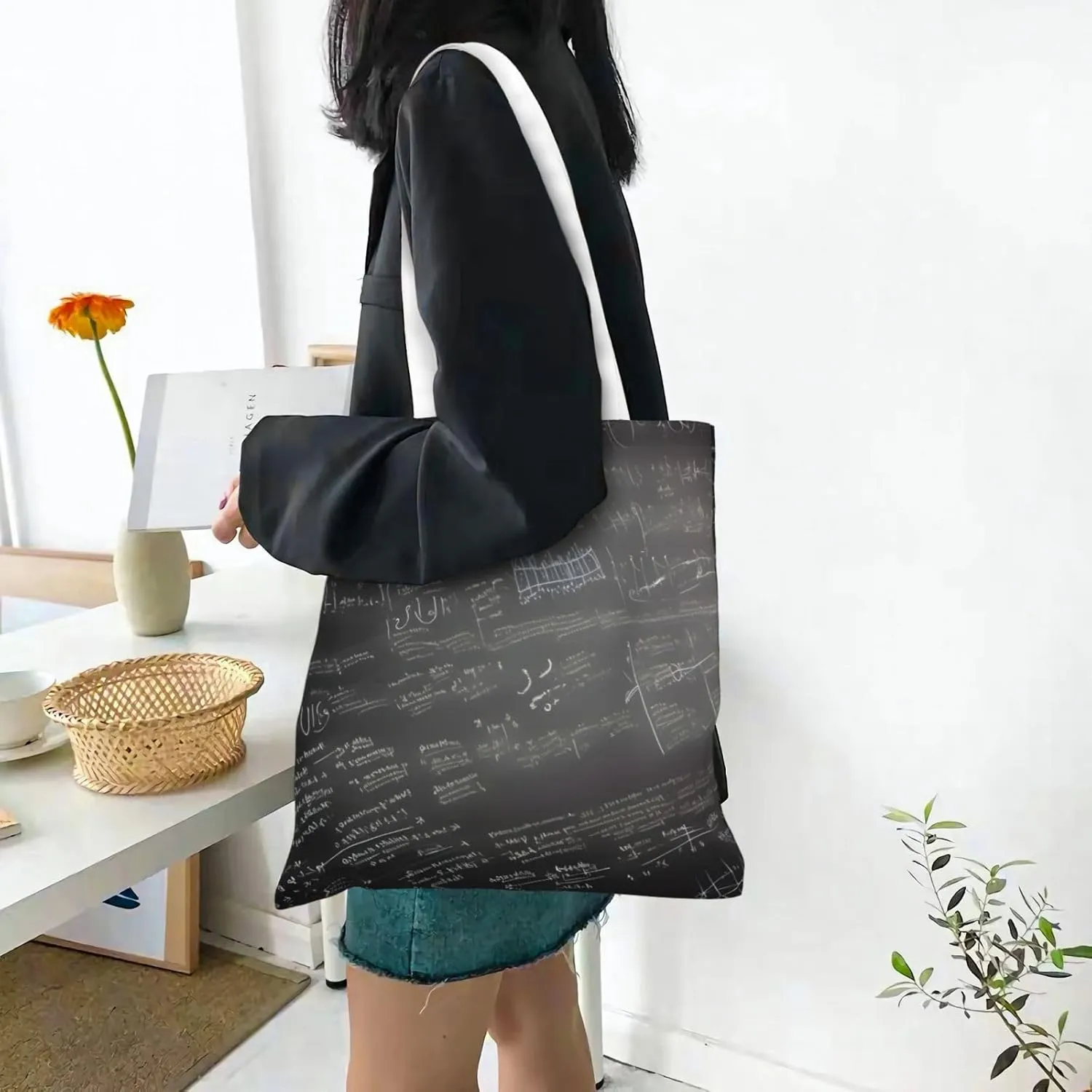 Ladies Origami Paper Cranes Printed Shopping Bag Tote Bag Canvas Durable Handbag For School Shopping Beach Grocery