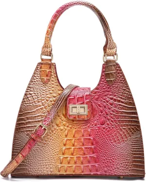 Ladies Tote Leather Bags for Women Crocodile Embossed Zipper Satchel Purse Classy Compartments Crossbody bag