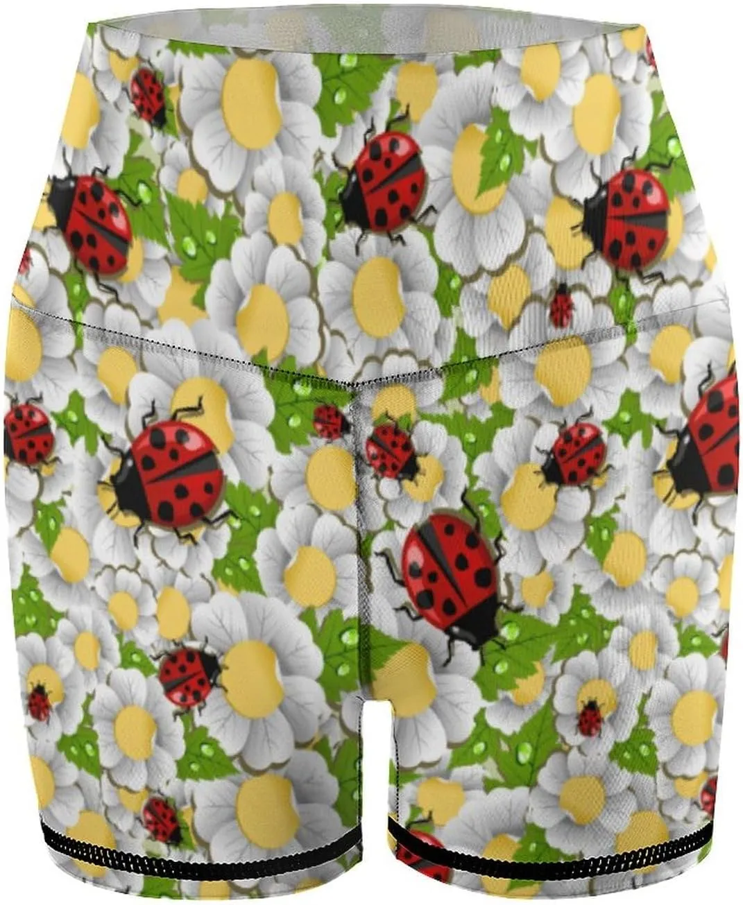 Ladybug Pattern Yoga Pants Shorts Female Yoga Pant Breathable Elastic Waist Gym Short Sports Hot Pant