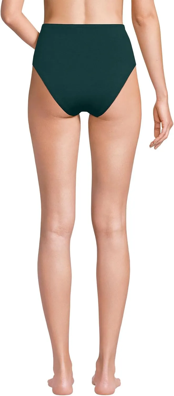 Lands' End Women's Ribbed Smoothing High Waisted Bikini Bottoms