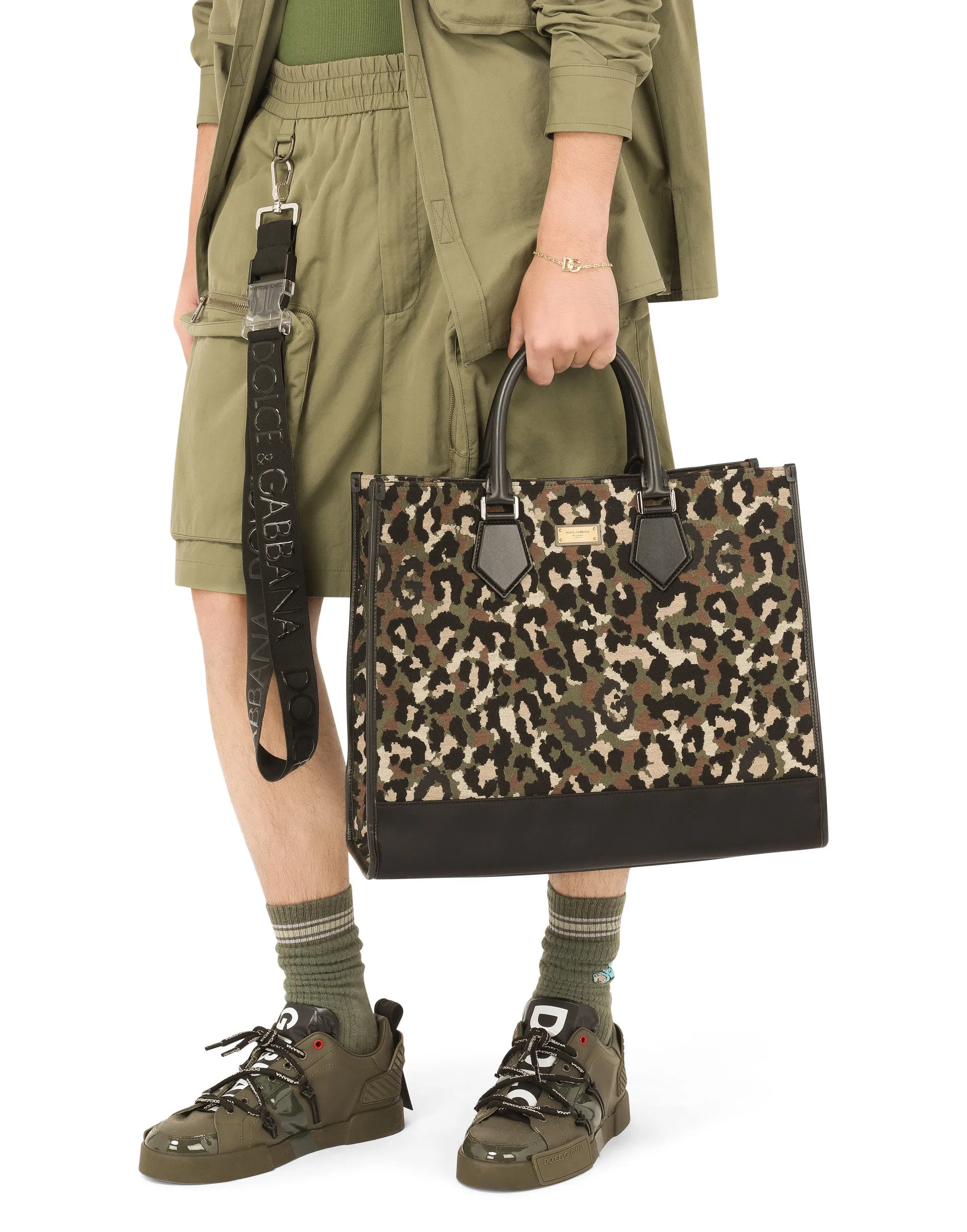 Large camouflage jacquard shopper