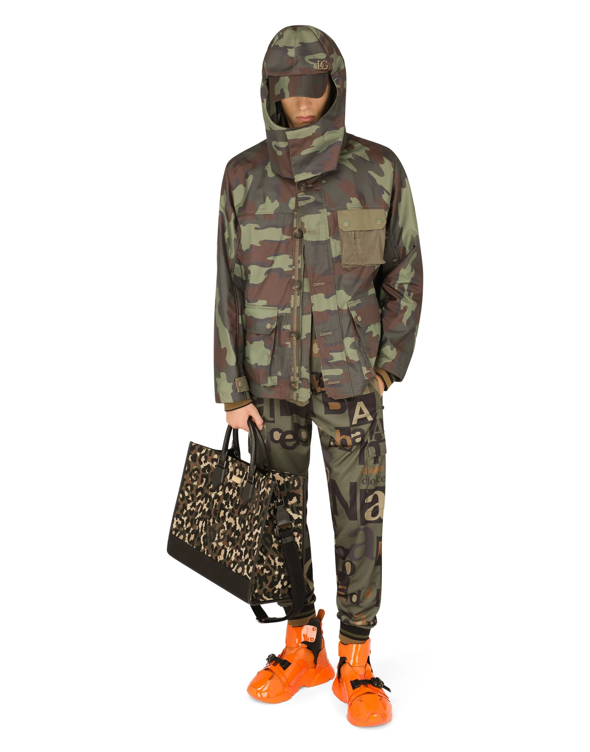 Large camouflage jacquard shopper