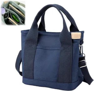 Large Capacity Multi Pocket Handbag Handmade,Small Tote Bag with Zipper,Top Handle Canvas Compartment Adjustable Crossbody