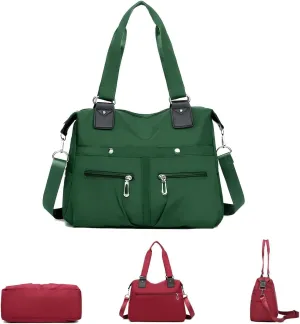 Large Capacity Waterproof Multi Pocket Nylon Shoulder Bag, Crossbody Travel Messenger Bag, Nylon Tote Bag
