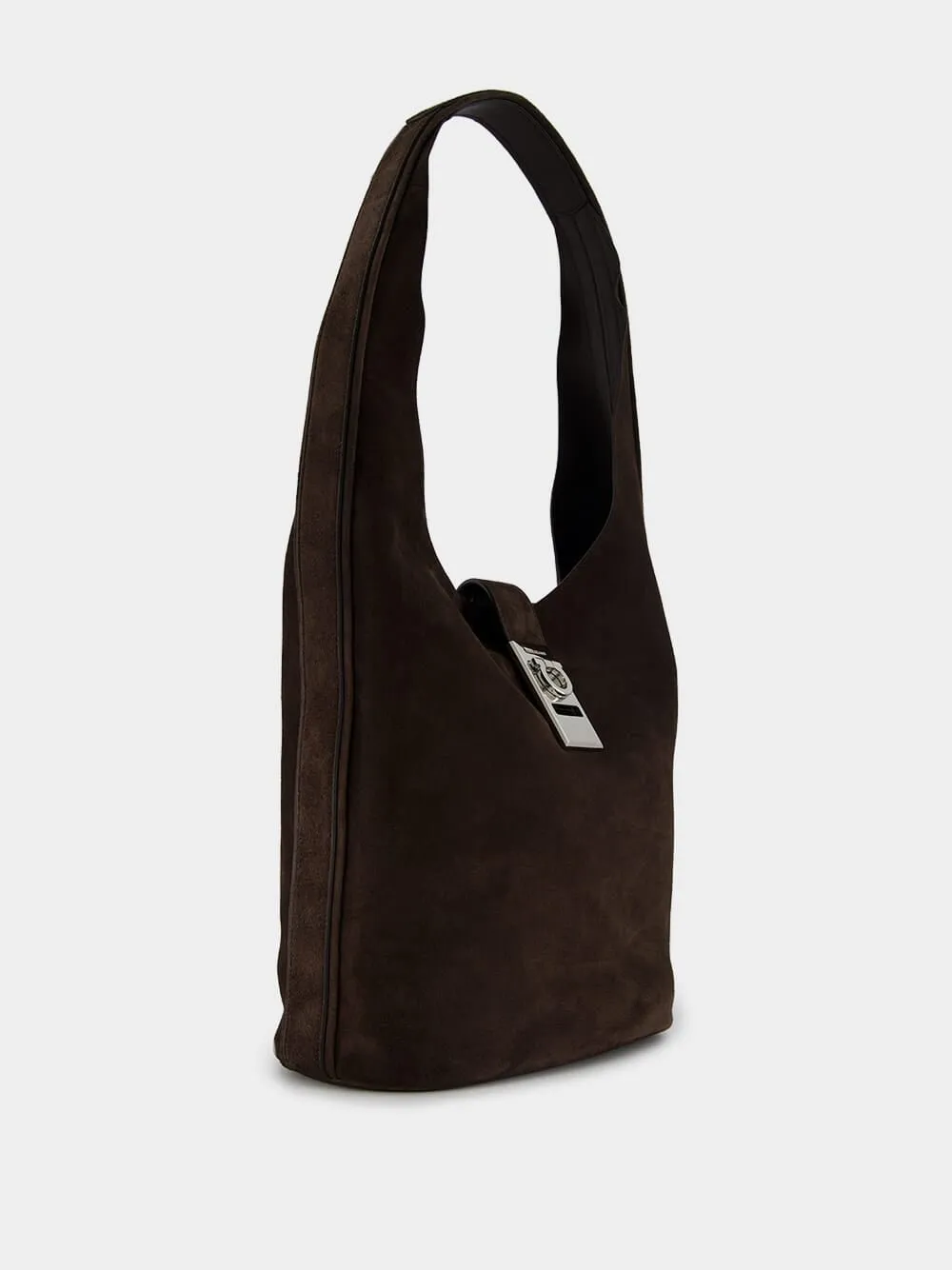 Large Hobo Suede Bag With Buckle