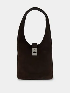 Large Hobo Suede Bag With Buckle