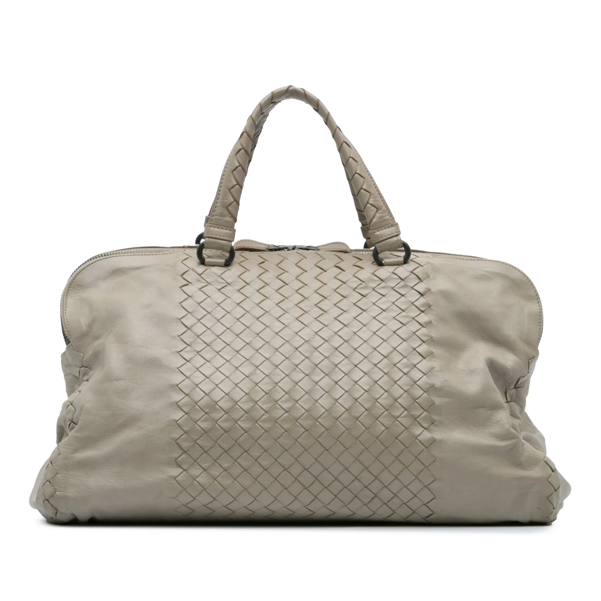 Large Leather Intrecciato Leggero Satchel