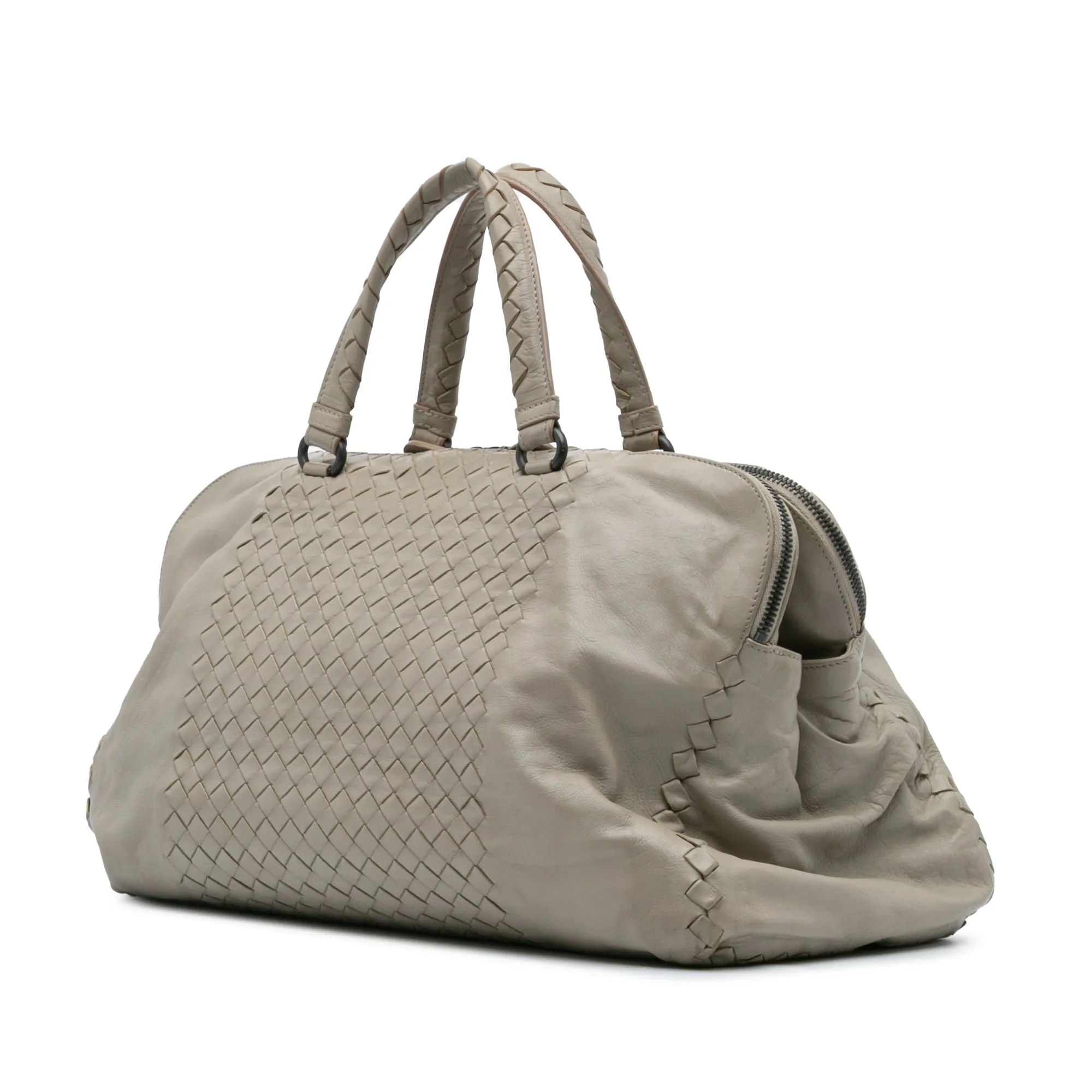 Large Leather Intrecciato Leggero Satchel