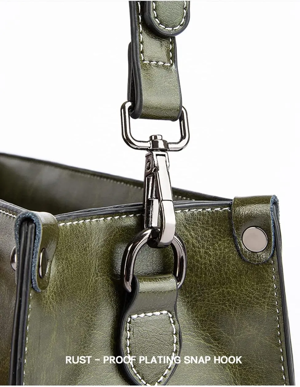 Large Satchel Handbag for Women Genuine Leather Top Handle Purse Fashion Shiny Leather Tote Crossbody Bag (Brown)