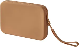 Large Silicone Multifunctional Essential Bag Portable Travel Makeup Bag for Women Men Cards Cash Bag Zipper Pouch (Khaki)