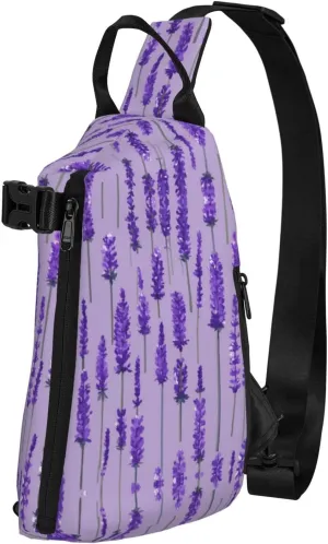 Lavender Stamp Print Trend Casual Crossbody Chest Bag Multipurpose Cross Body Shoulder Bag