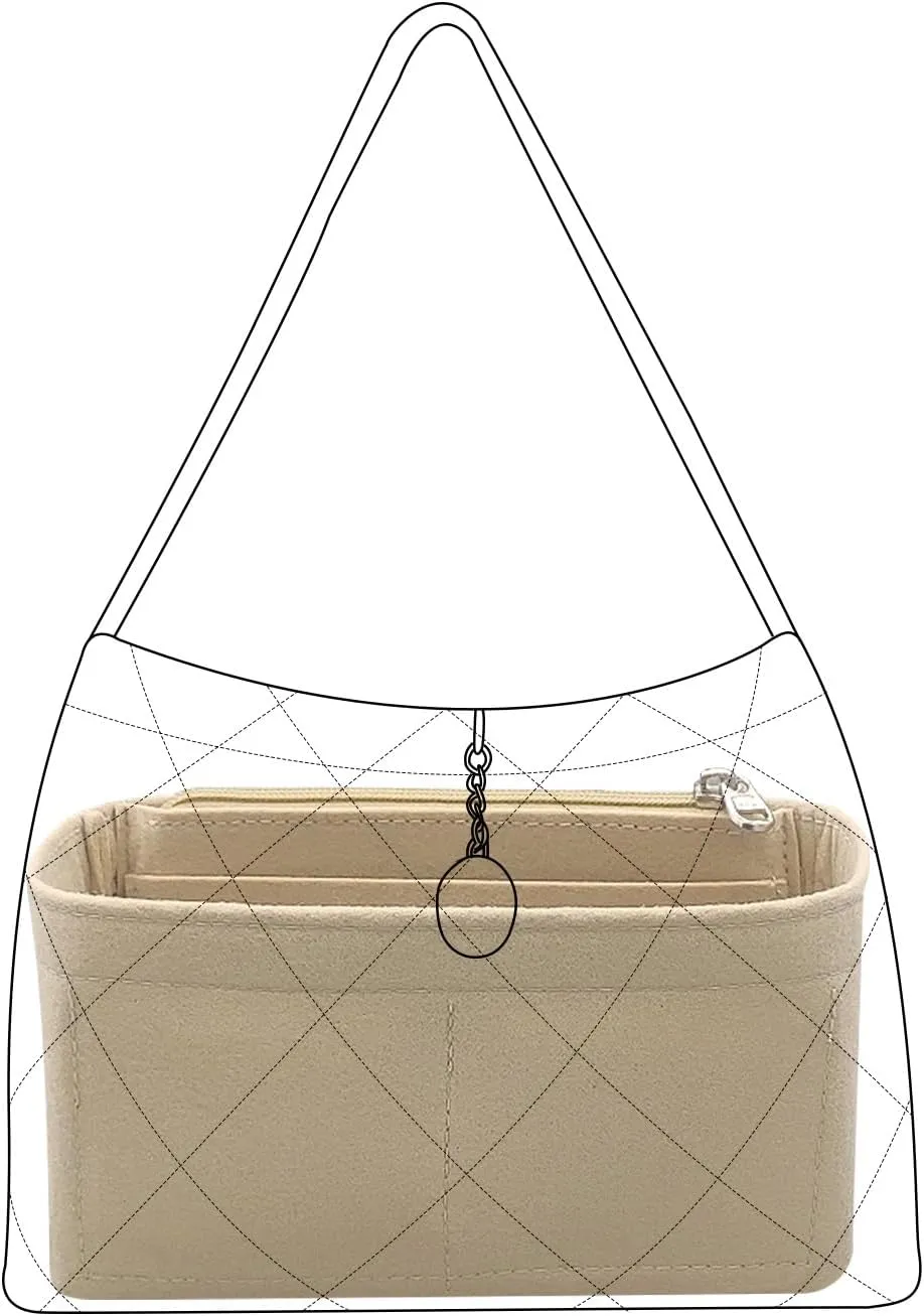 Lckaey Channel Purse Organizer - Single Shoulder Felt Insert Y081 Khaki-M