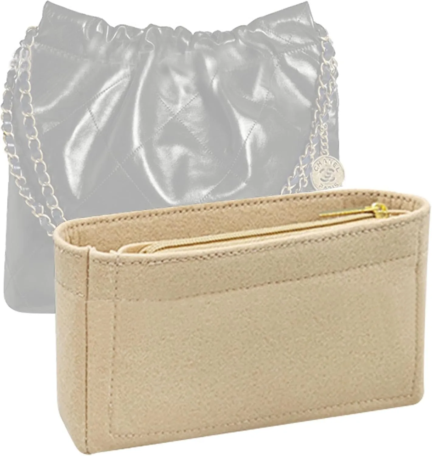 Lckaey Channel Purse Organizer - Single Shoulder Felt Insert Y081 Khaki-M