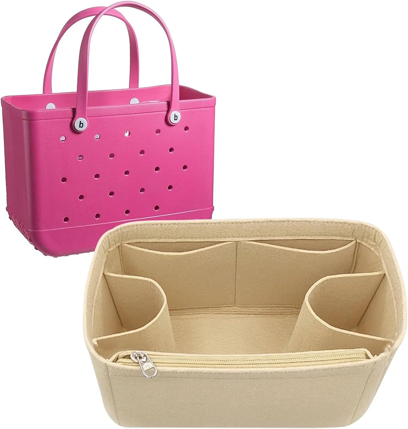 Lckaey organizer insert for rubber beach bag with Borg bag handbags organizers Y015-khaki-M