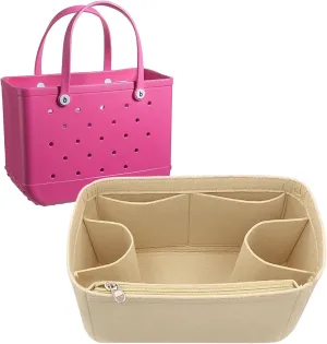 Lckaey organizer insert for rubber beach bag with Borg bag handbags organizers Y015-khaki-M