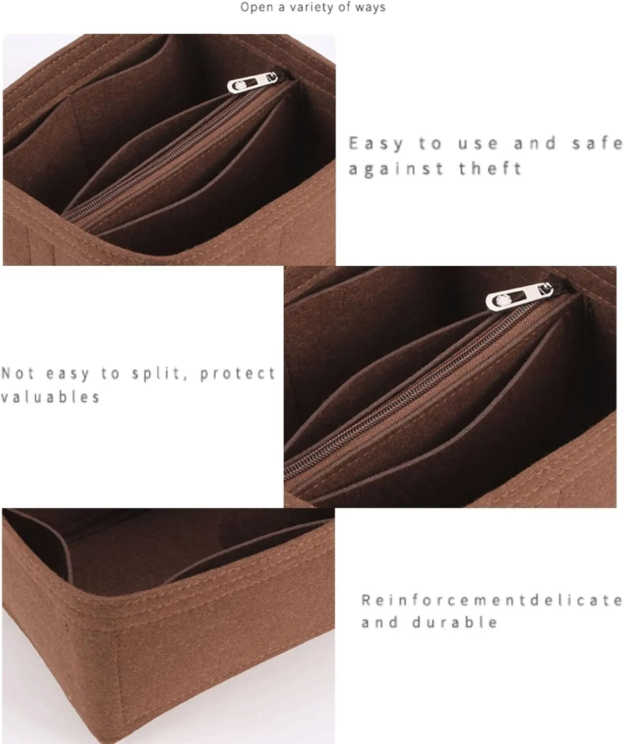 Lckaey Purse Organizer for BB Buckets - NOE Inner Bag Petit NM Storage Bag - Small Zipper Insert - Khaki