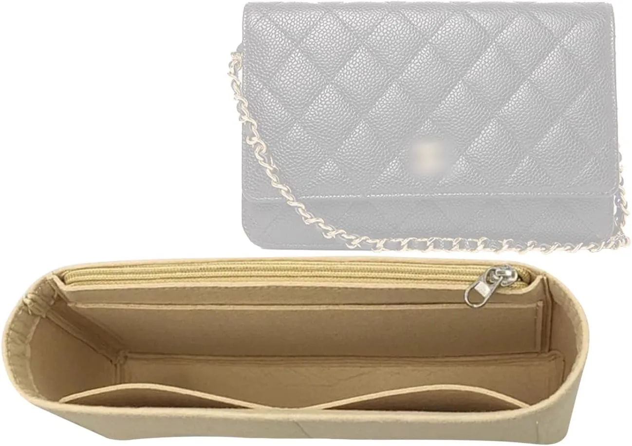 Lckaey Purse Organizer for chanel WOC Handbag organizer Felt Insert Y089-Khaki