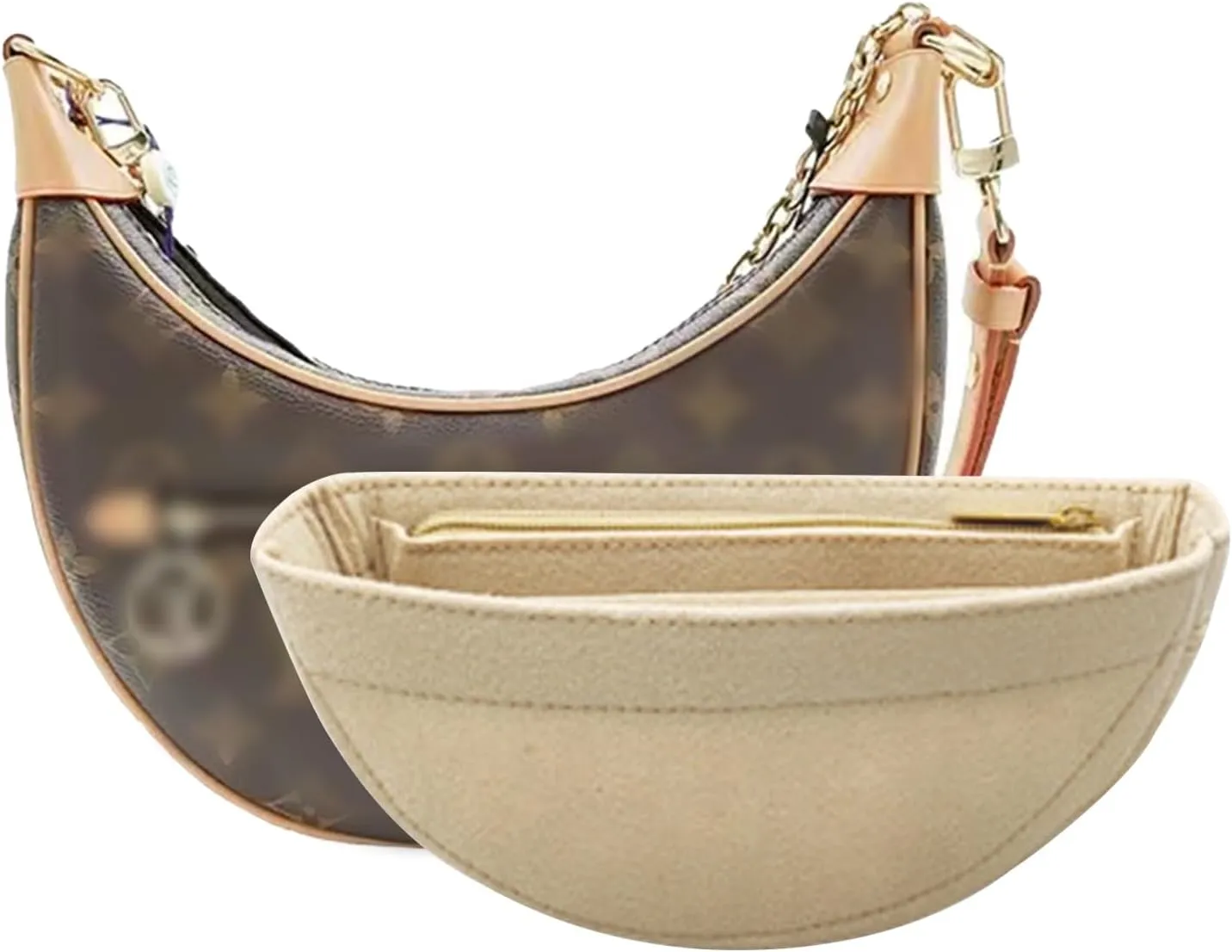 Lckaey Purse Organizer Insert for Loop Hobo Bag Organizer Insert - 2mm Felt Bag Liner Insert Y096-Khaki