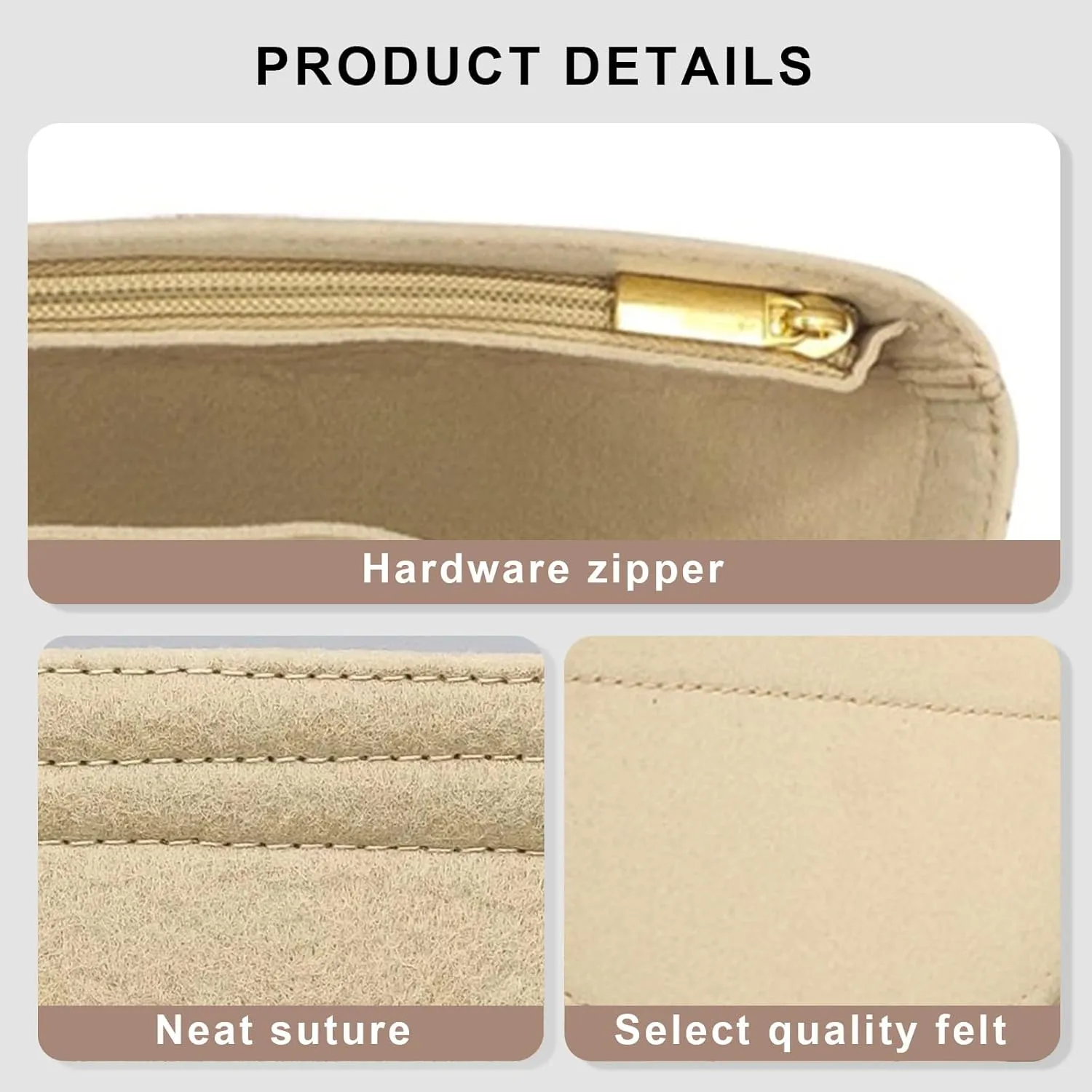 Lckaey Purse Organizer Insert for Loop Hobo Bag Organizer Insert - 2mm Felt Bag Liner Insert Y096-Khaki