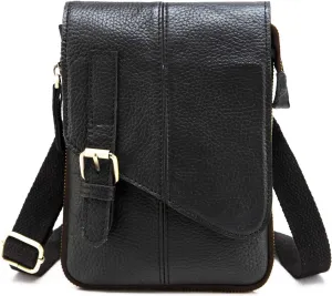 Le'aokuu Mens Genuine Leather Small Messenger Shoulder Satchel Phone Pouch Belt Fanny Waist Bag Pack