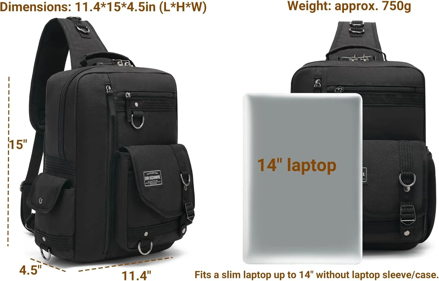 Leaper Messenger Bag Outdoor Cross Body Bag Sling Bag Shoulder Bag With USB Dark Blue
