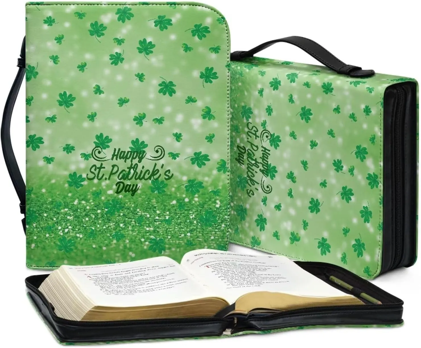 Leather Bible Cover for Women Portable Bible Case with Pocket Waterproof Church Tote Bible Bag for Bible Accessories