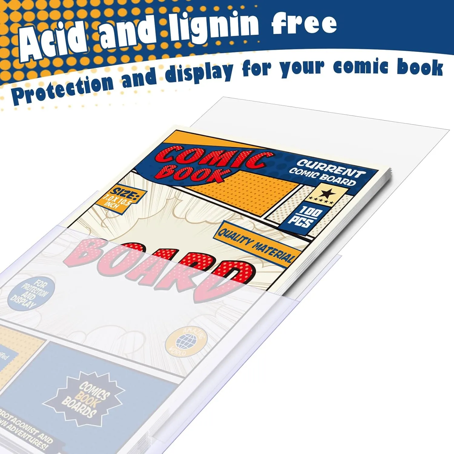 Leffis 100 Count Comic Book Current Size Bags and Boards Transparent Acid-Free and Reusable Comic Book Sleeves for Regular Comics (Bags and Boards X 100pcs) (100 Count)