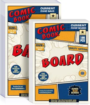Leffis 100 Count Comic Book Current Size Bags and Boards Transparent Acid-Free and Reusable Comic Book Sleeves for Regular Comics (Bags and Boards X 100pcs) (100 Count)