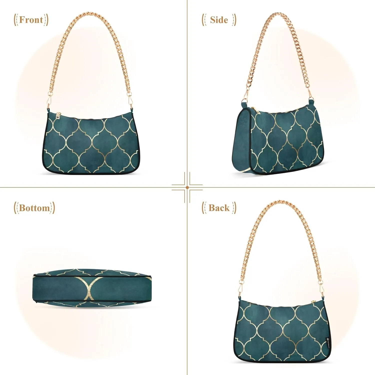 Lemon Polka Dots Black Moon Purses Clutch Women Tote Handbags Printed Floral Shoulder Bag