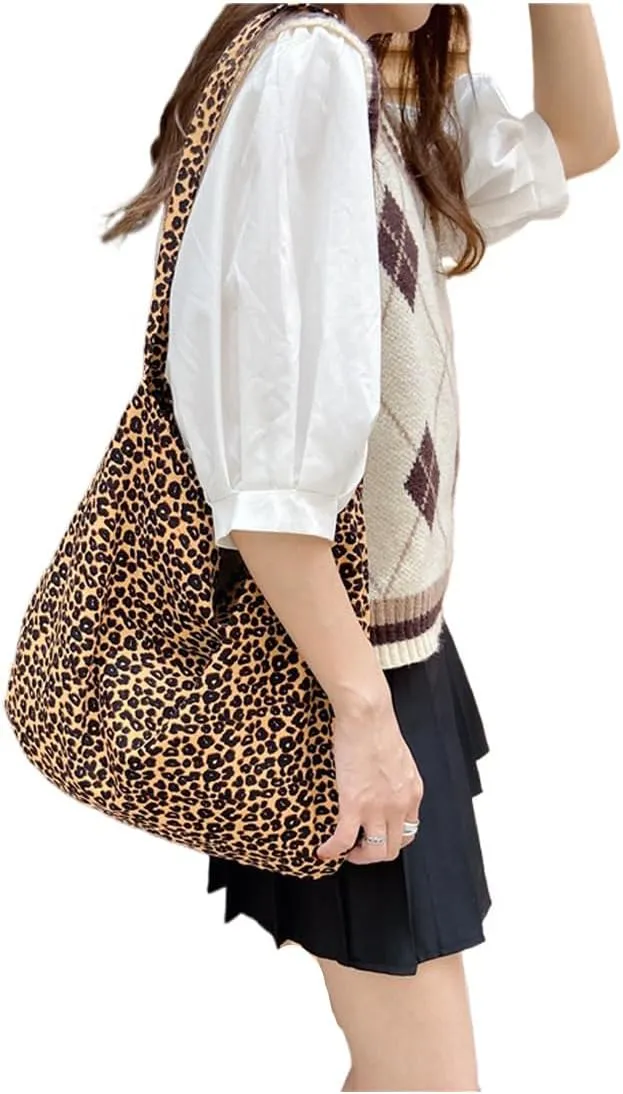 Leopard Shoulder Bag for Women Soft & Lightweight Large Tote Purse Handbag Travel Satchel Women's Gift
