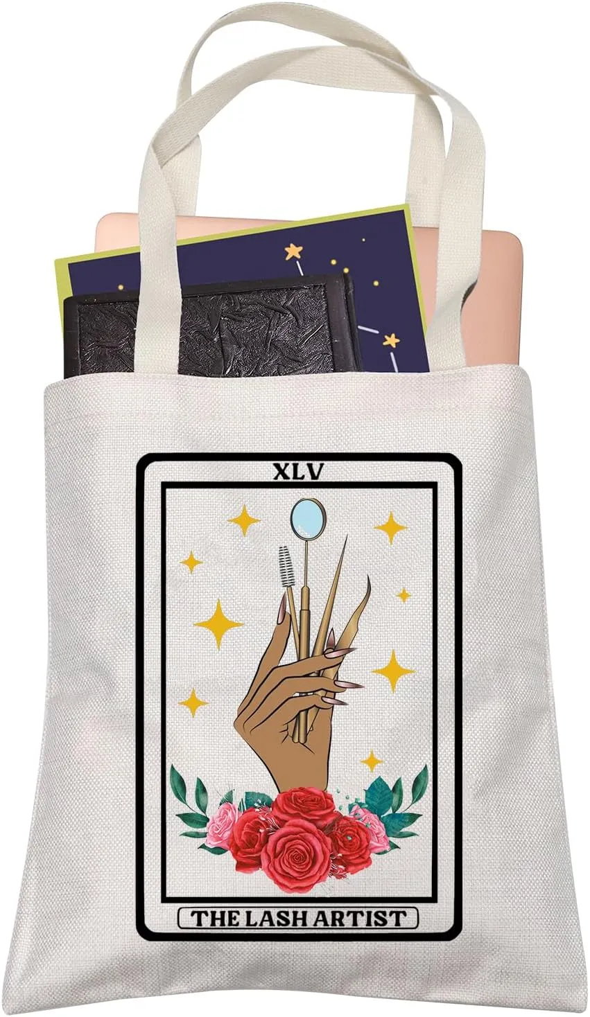LEVLO Eye Lash Marketing Gift XLV The Lash Artist Shopping Bag Tarot Beauty Reusable Book Tote Bag for Women BFF