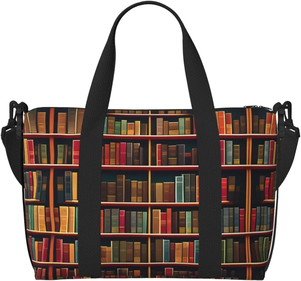 Library Bookshelf Book Duffel Bags for Traveling - Lightweight Personal Item Travel Bags, Gym Bags for Men and Women