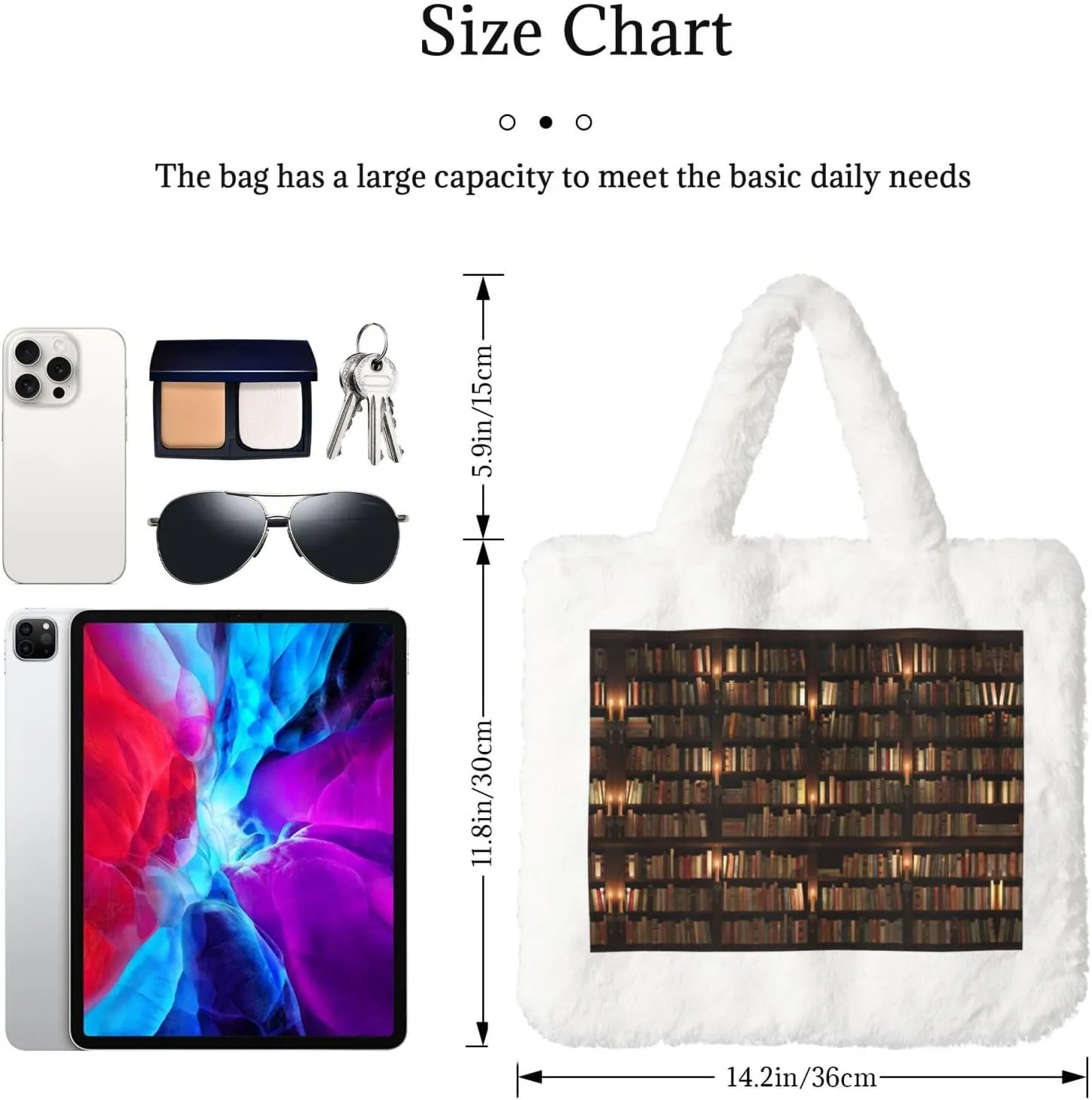 Library Bookshelf Book Printing Soft Plush Handbag For Womens Tote Bag For Women,Women Satchel Bags Wallet Purse For Gifts