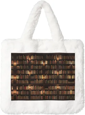Library Bookshelf Book Printing Soft Plush Handbag For Womens Tote Bag For Women,Women Satchel Bags Wallet Purse For Gifts