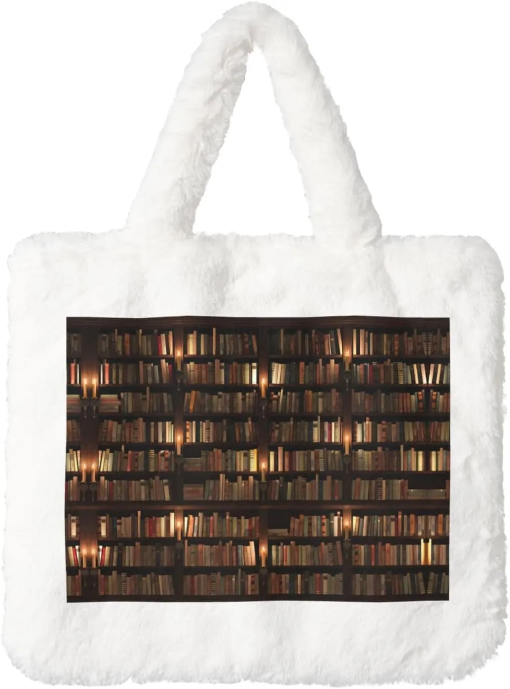 Library Bookshelf Book Printing Soft Plush Handbag For Womens Tote Bag For Women,Women Satchel Bags Wallet Purse For Gifts