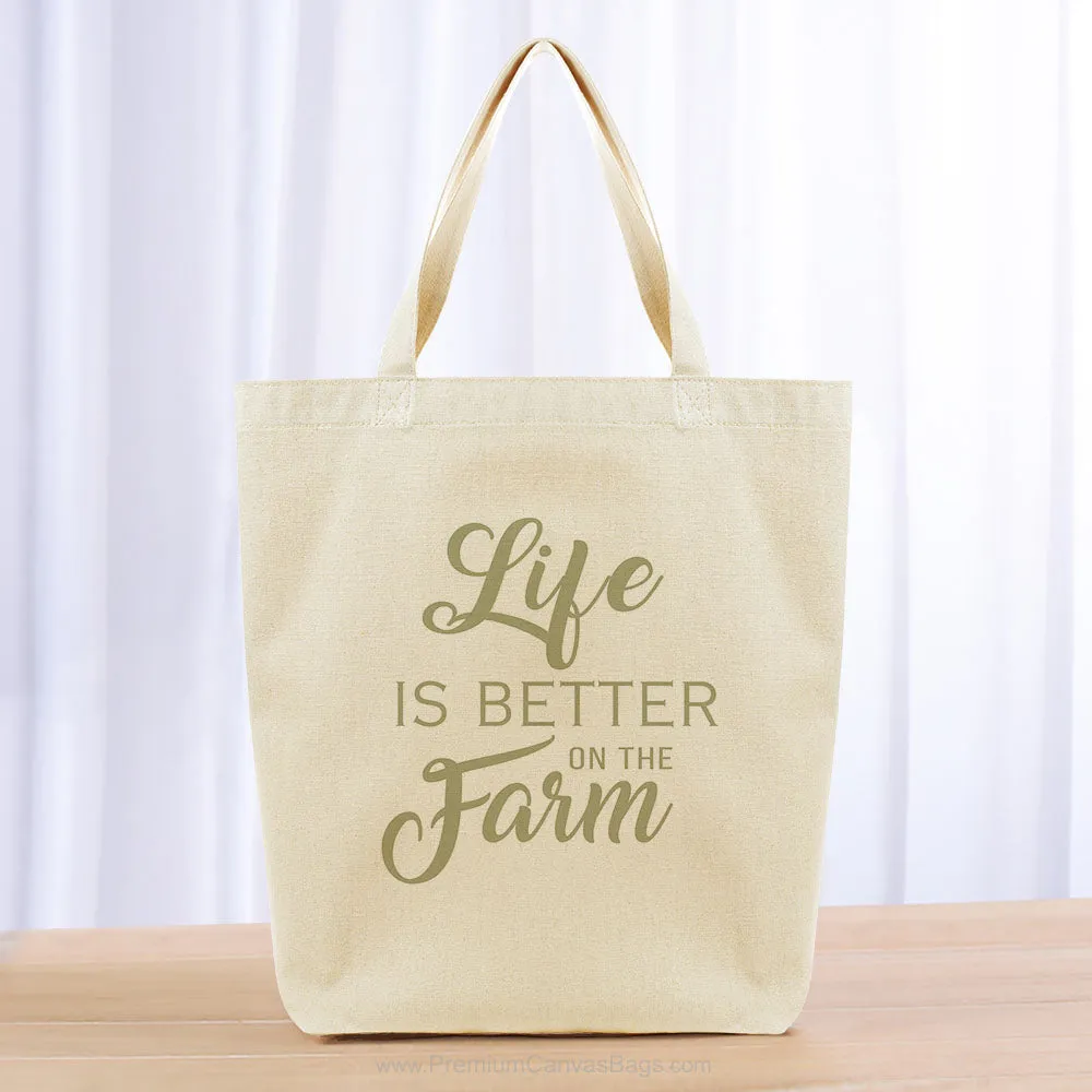Life is Better on the Farm Tote Bag - khaki